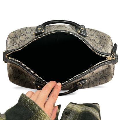 GUCCI Boston Bag GG Pattern Gray/Black GU382