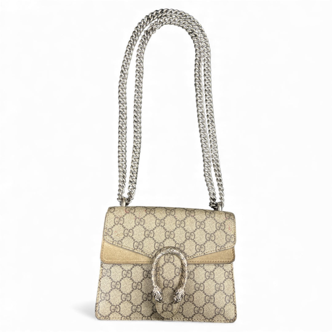 GUCCI GG Pattern Shoulder Bag Beige GU518