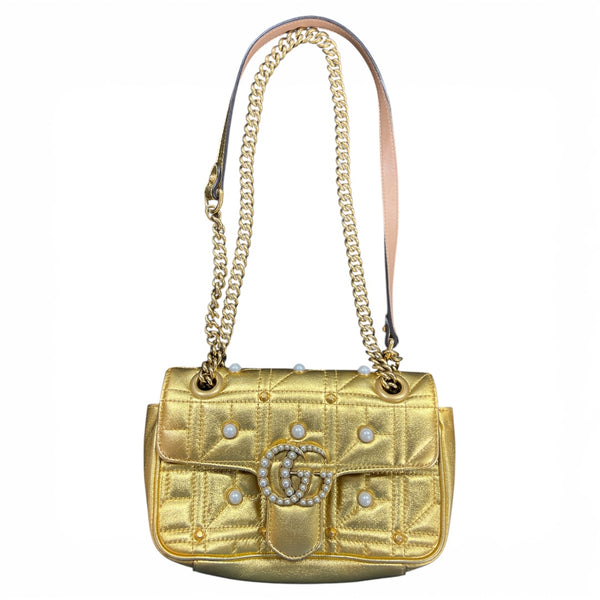 GUCCI GG Marmont Pearl  × Leather Gu525