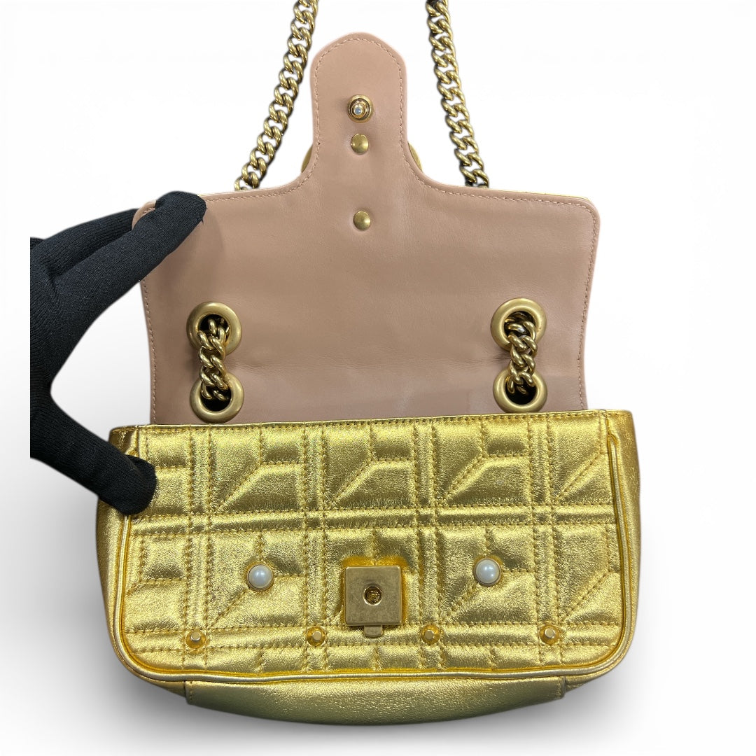 GUCCI GG Marmont Pearl × Leather Gu525