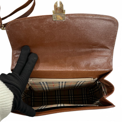 Burberry Brown  Leather 2-Way Shoulder Handbag BU1005