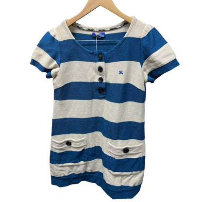 Burberry Blue and White Striped Short-Sleeve Shirt BU1214