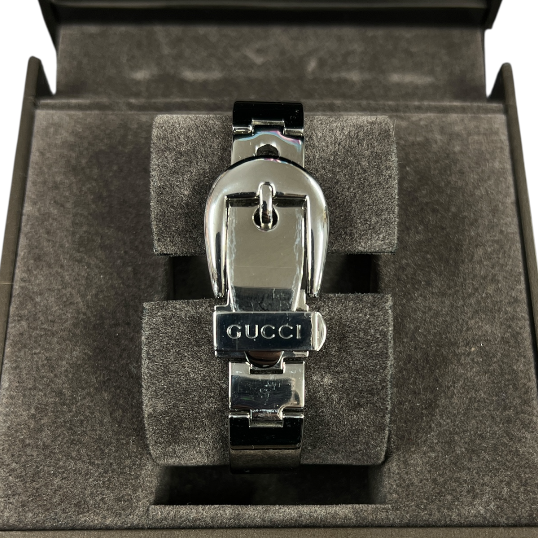 GUCCI 6700L Stainless Steel Bangle Quartz Watch Black Dial ER106