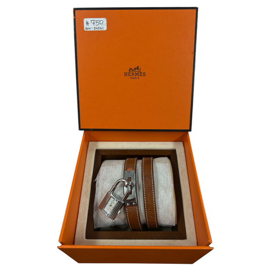 HERMES Kelly KE1.210 Double Tour Brown Leather Quartz Watch ER108