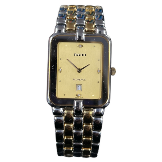 RADO Florence 160.3653.4 Square Stainless Steel Gold Plated Quartz Watch ER110