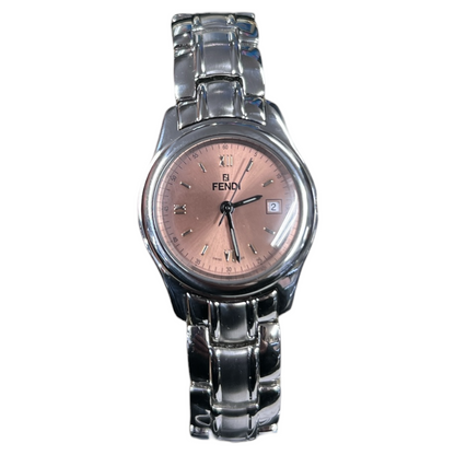 FENDI 210L 013-878 Stainless Steel Quartz Watch Salmon Pink Dial ER114
