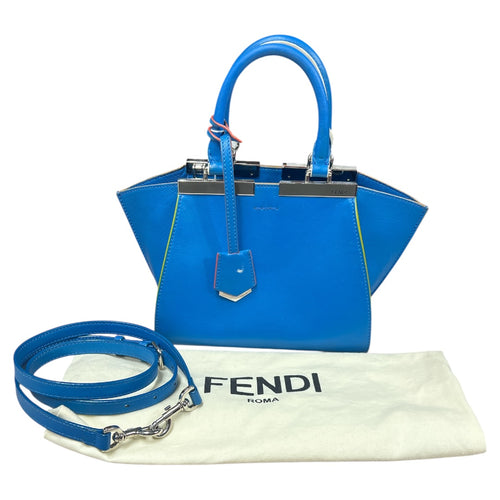 FENDI 3Jours Leather Top Handle Shoulder Bag Blue FE360