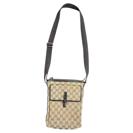 GUCCI GG Canvas Crossbody Shoulder Bag Beige  GU560