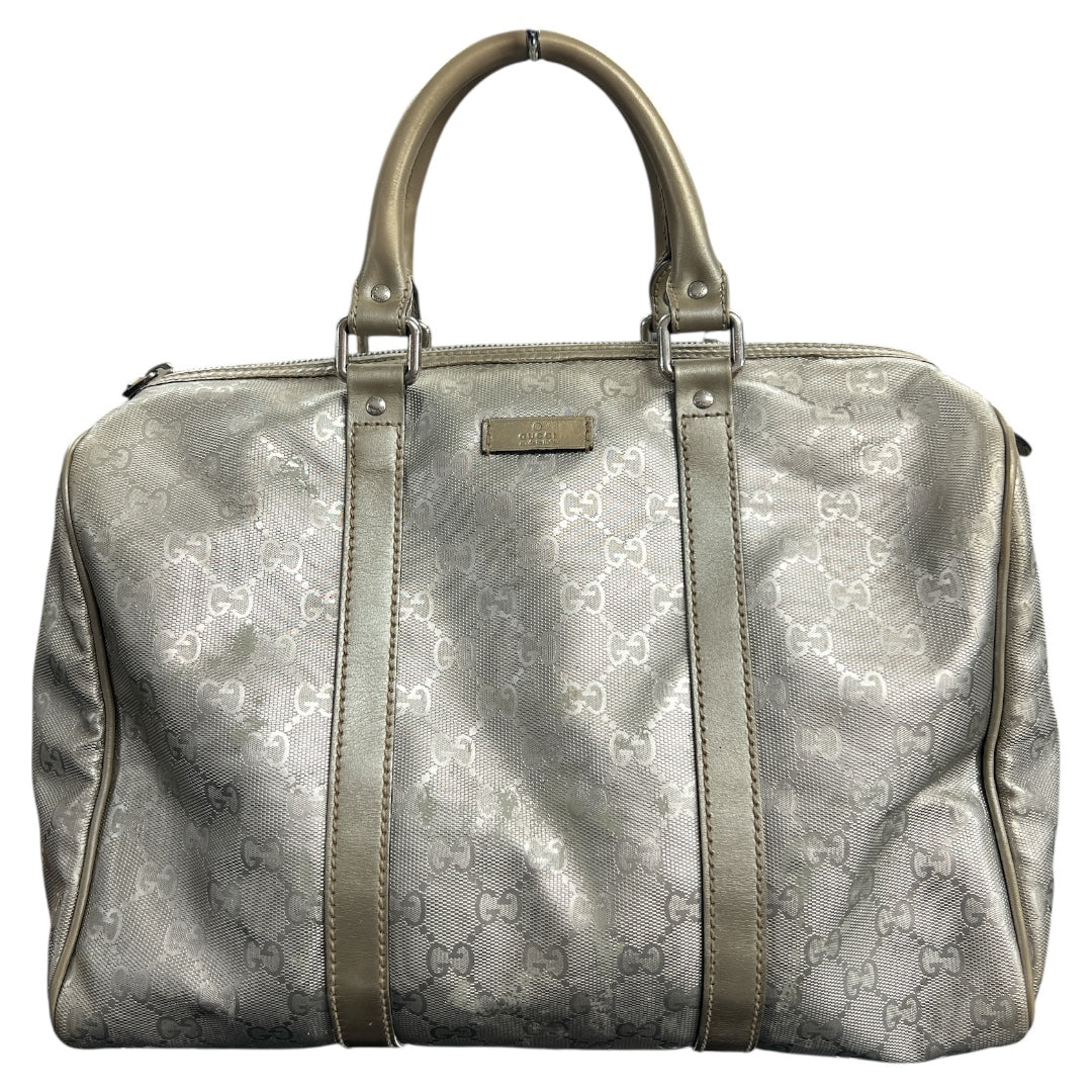 GUCCI GG Nylon Boston Hand Bag Silver  GU562