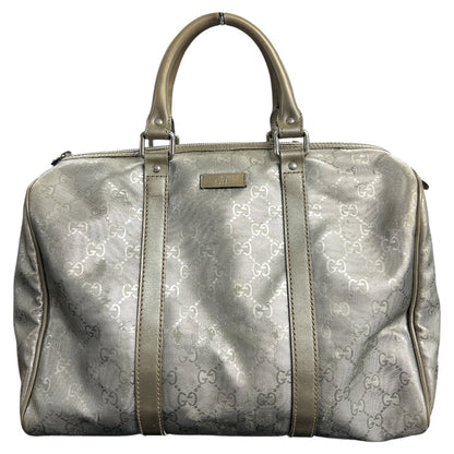 GUCCI GG Nylon Boston Hand Bag Silver  GU562