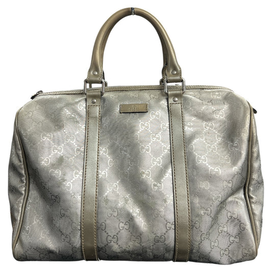 GUCCI GG Nylon Boston Hand Bag Silver  GU562