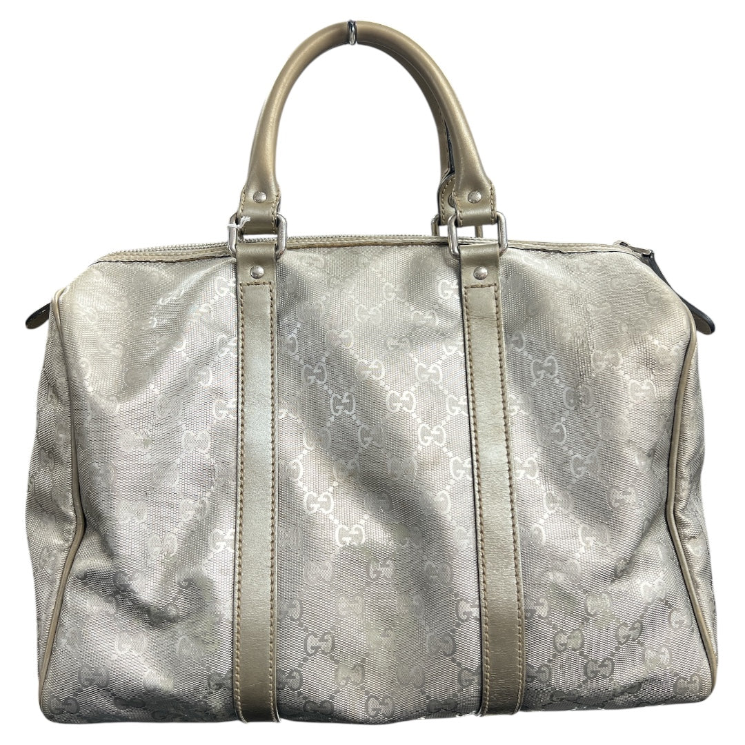 GUCCI GG Nylon Boston Hand Bag Silver  GU562