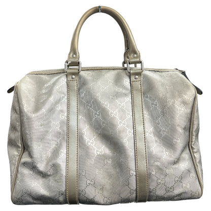 GUCCI GG Nylon Boston Hand Bag Silver  GU562