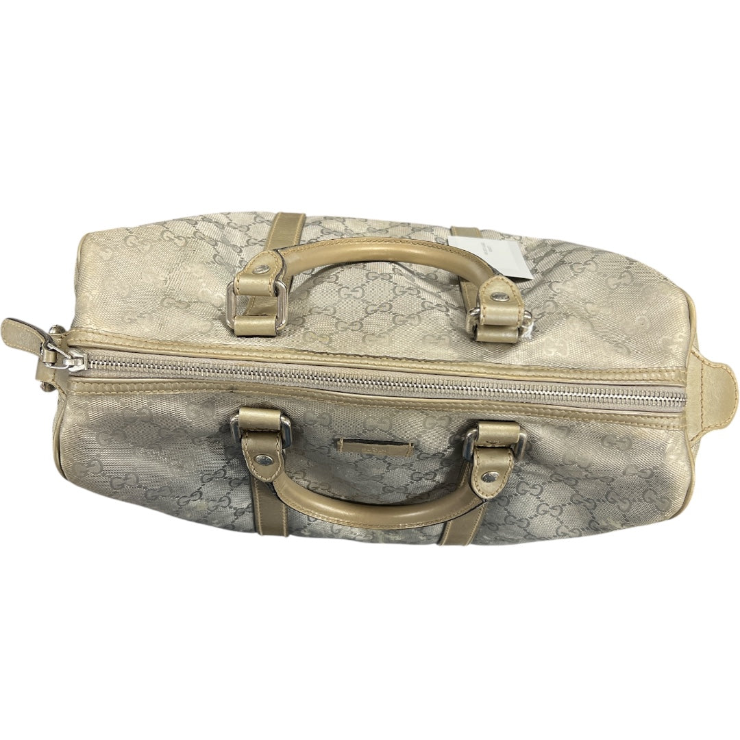 GUCCI GG Nylon Boston Hand Bag Silver  GU562