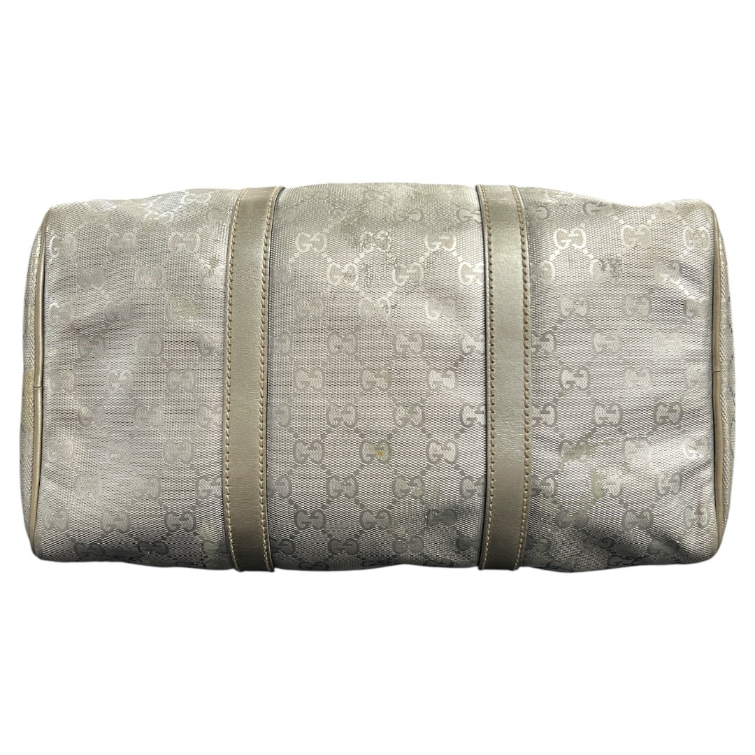 GUCCI GG Nylon Boston Hand Bag Silver  GU562