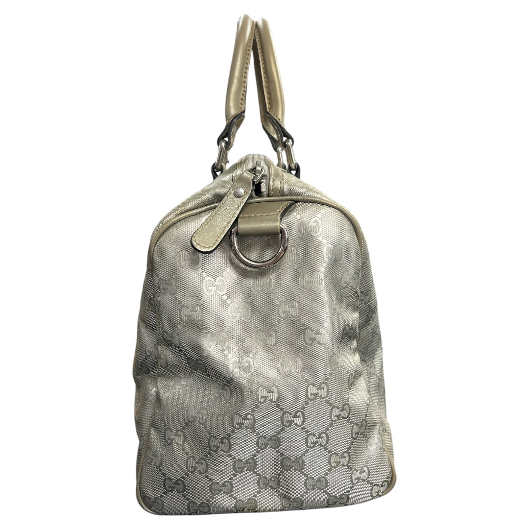 GUCCI GG Nylon Boston Hand Bag Silver  GU562