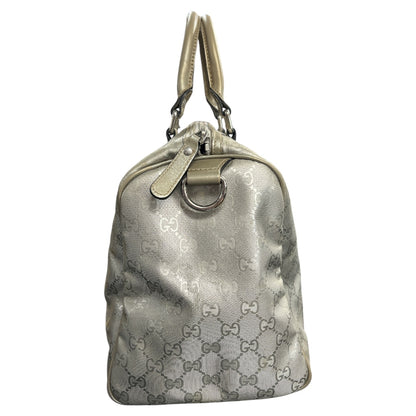 GUCCI GG Nylon Boston Hand Bag Silver  GU562