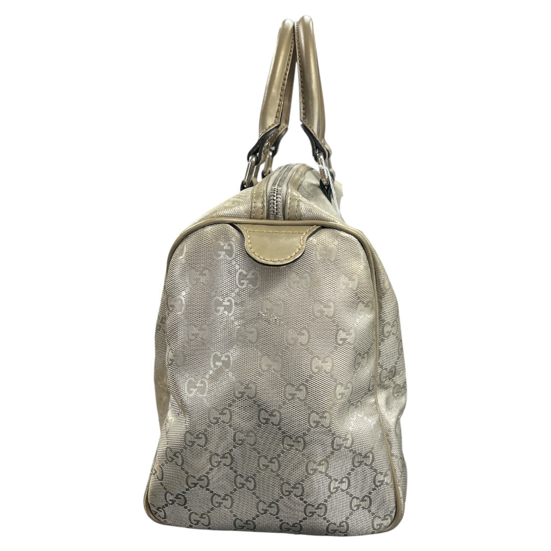GUCCI GG Nylon Boston Hand Bag Silver  GU562