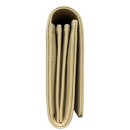 CHANEL Deauville Stud Logo Round Zip Long Wallet Caviar Skin Beige  CH2066