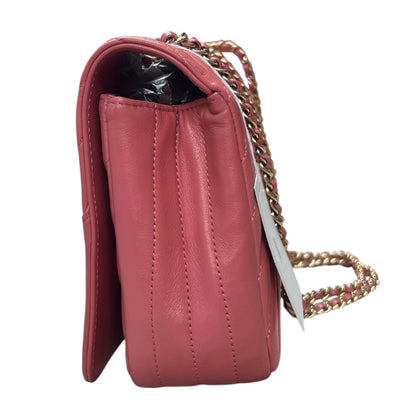 CHANEL Chevron V Stitch Chain Shoulder Bag Pink  CH2092