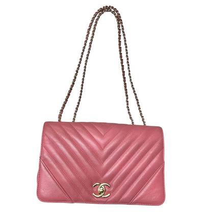 CHANEL Chevron V Stitch Chain Shoulder Bag Pink  CH2092