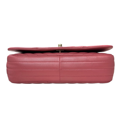 CHANEL Chevron V Stitch Chain Shoulder Bag Pink  CH2092
