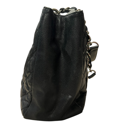 CHANEL GST Grand Shopping Tote Matelasse Caviar Skin Chain Tote Bag Black  CH2094