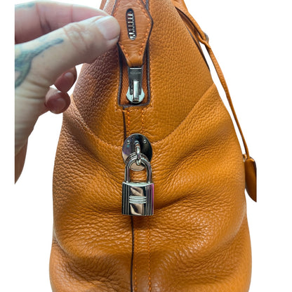 HERMES Bolide 31 Orange Taurillon Leather Gold Hardware Handbag  HE434