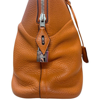 HERMES Bolide 31 Orange Taurillon Leather Gold Hardware Handbag  HE434