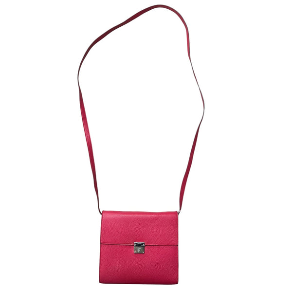 HERMES Click 16 Pochette Crossbody Bag Pink Leather Shoulder Bag  HE435