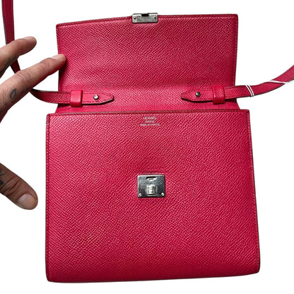 HERMES Click 16 Pochette Crossbody Bag Pink Leather Shoulder Bag HE435