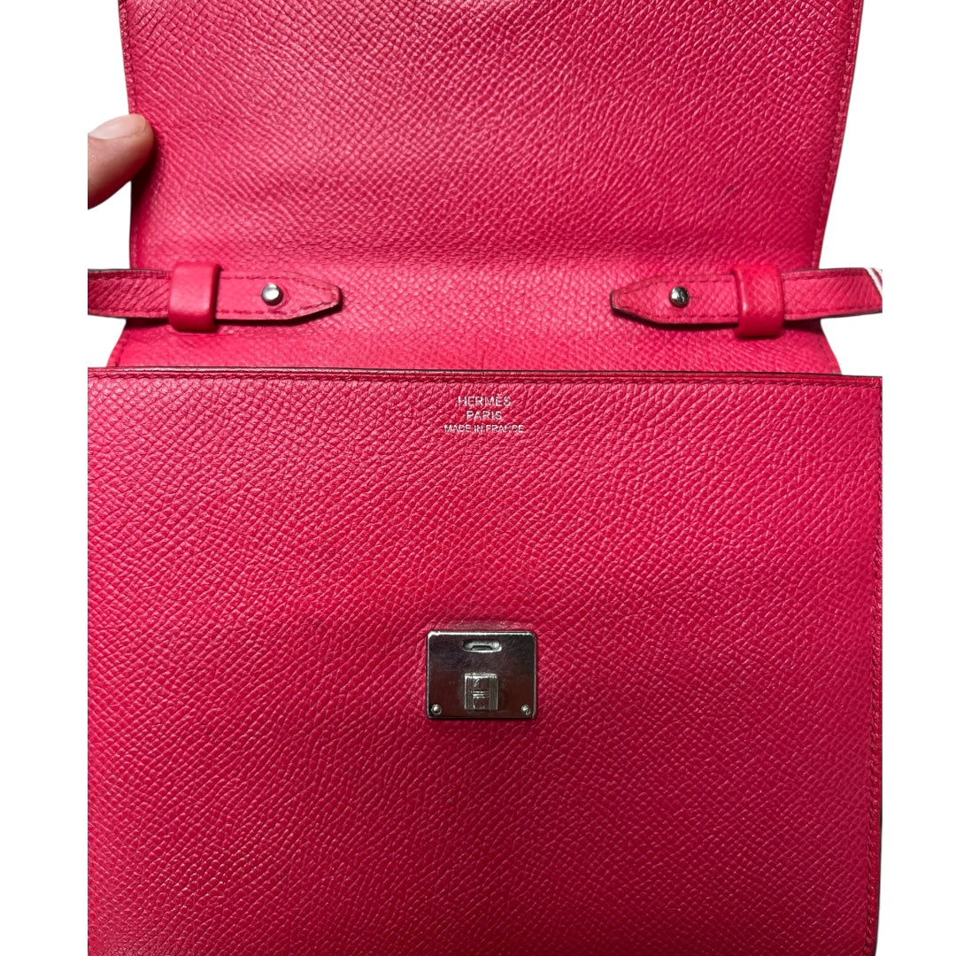 HERMES Click 16 Pochette Crossbody Bag Pink Leather Shoulder Bag HE435