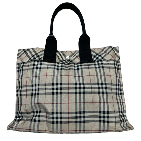 BURBERRY Nova Check Tote Bag Beige Plaid Handbag BU1217