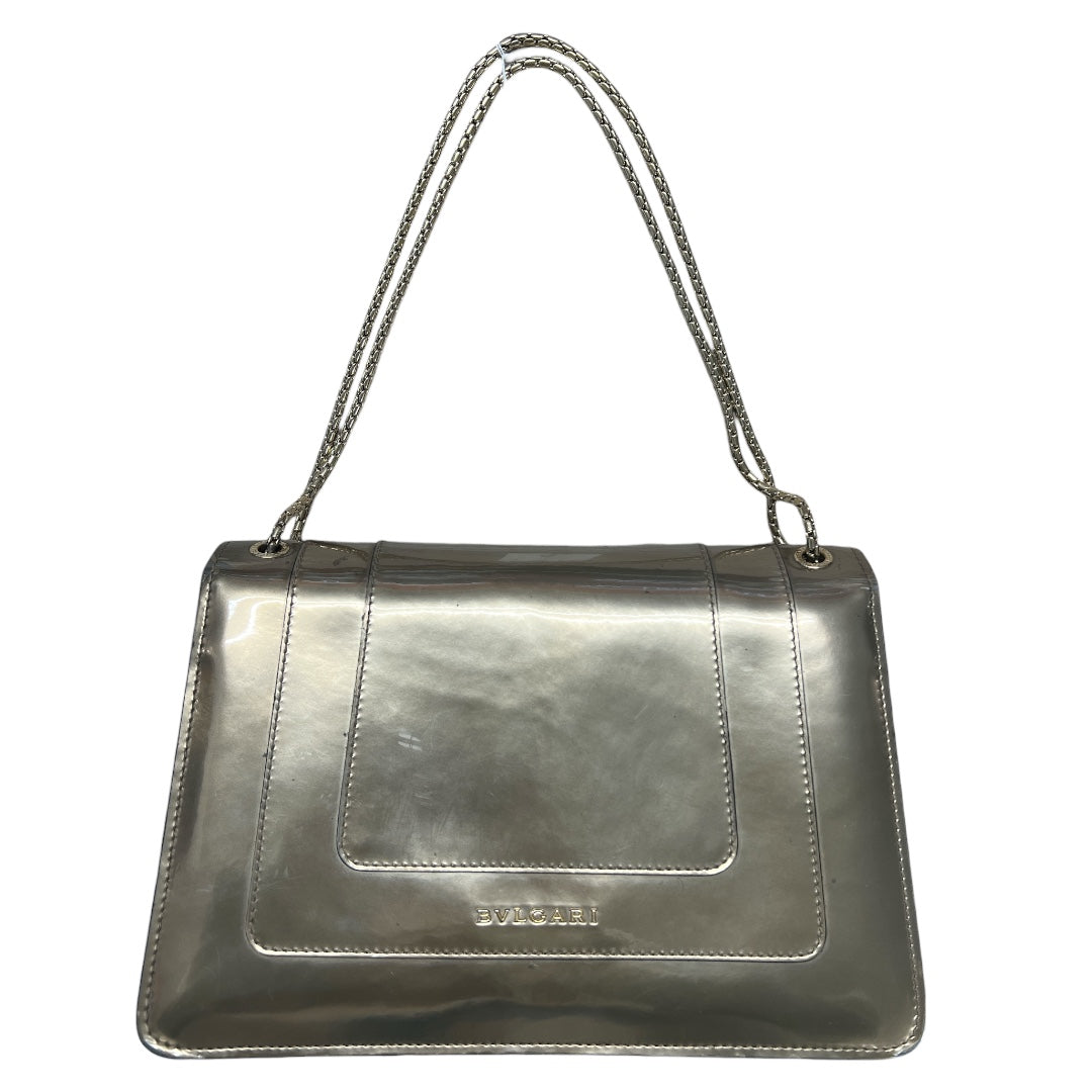 BVLGARI Serpenti Forever Patent Leather Chain Shoulder Bag Silver  BV61
