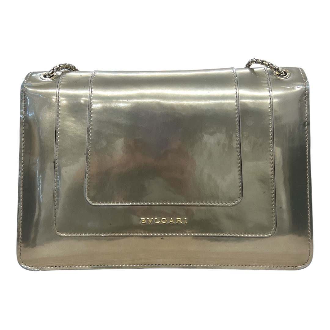 BVLGARI Serpenti Forever Patent Leather Chain Shoulder Bag Silver  BV61