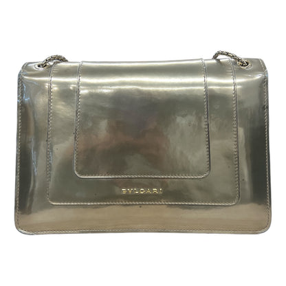 BVLGARI Serpenti Forever Patent Leather Chain Shoulder Bag Silver  BV61