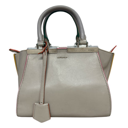 FENDI Petite 2Jours Leather 2Way Top Handle Shoulder Bag Gray FE362