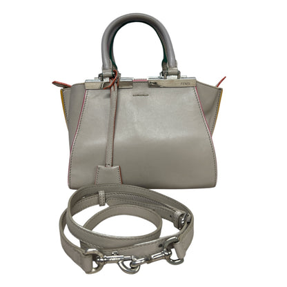 FENDI Petite 2Jours Leather 2Way Top Handle Shoulder Bag Gray FE362