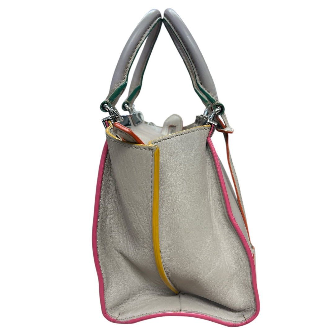 FENDI Petite 2Jours Leather 2Way Top Handle Shoulder Bag Gray FE362