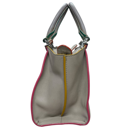 FENDI Petite 2Jours Leather 2Way Top Handle Shoulder Bag Gray FE362