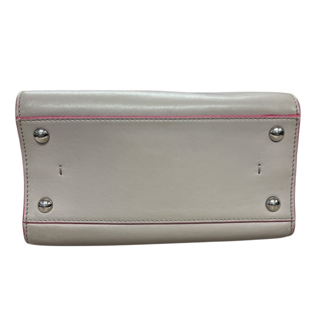 FENDI Petite 2Jours Leather 2Way Top Handle Shoulder Bag Gray FE362