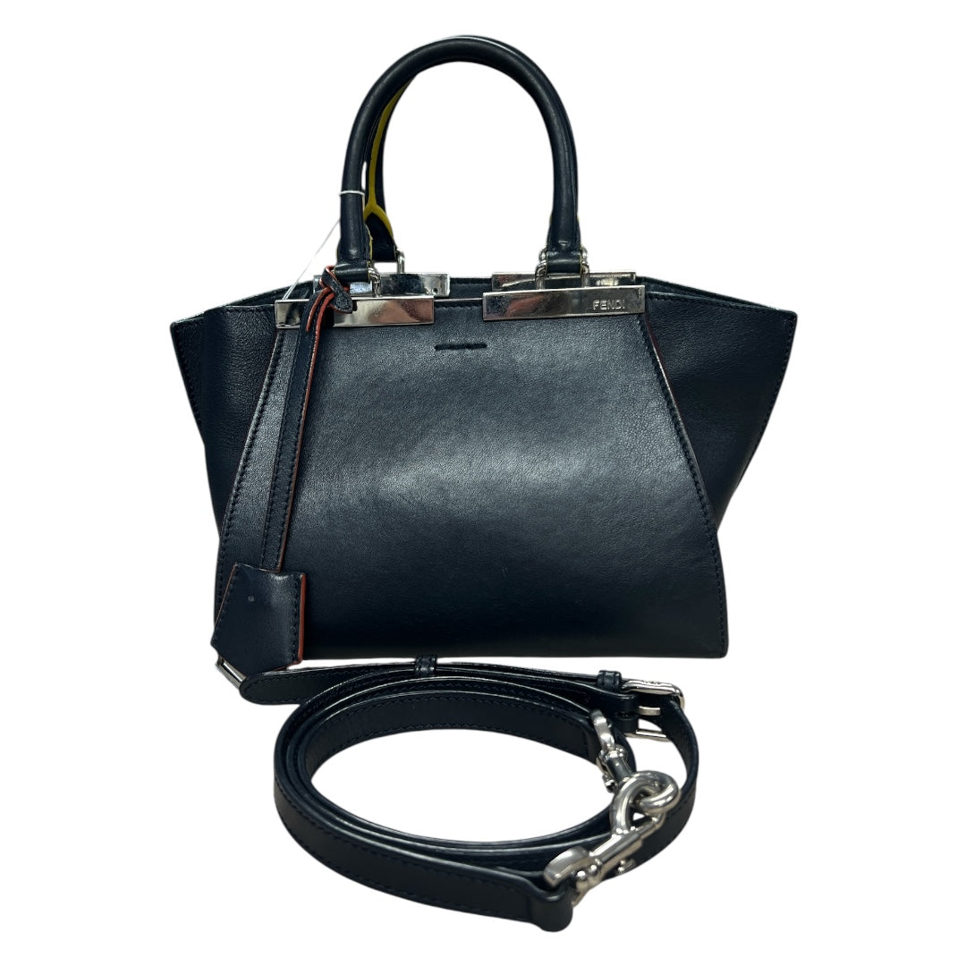 FENDI Petite 2Jours Leather 2Way Top Handle Shoulder Bag Black  FE363