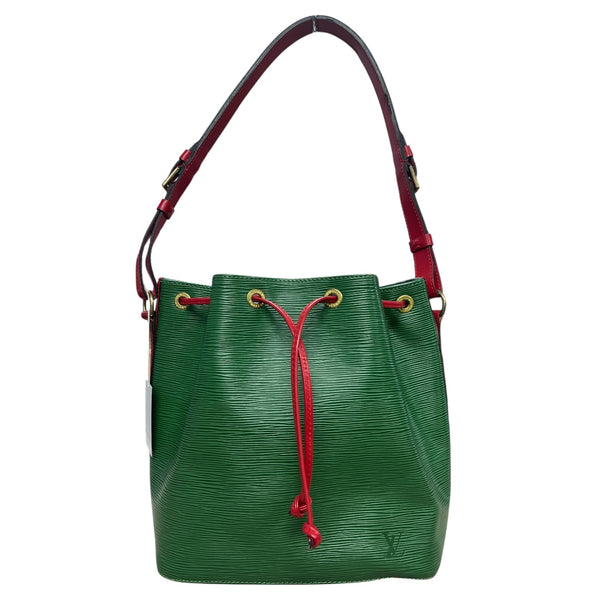 Louis Vuitton Epi Petit Noe Bicolor Leather Shoulder Bag Green Red LO2193