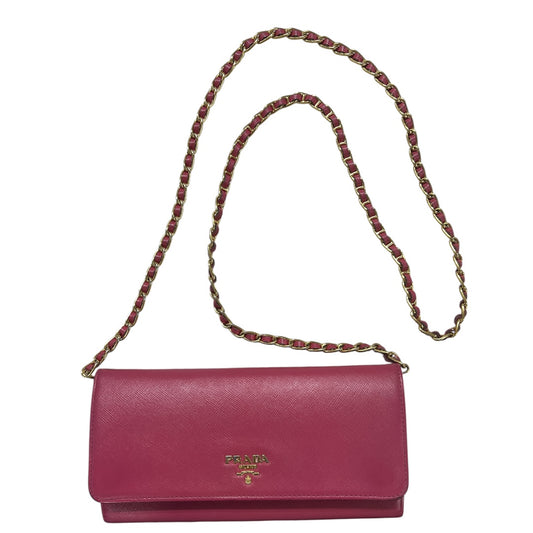 PRADA Saffiano Leather Chain Wallet Shoulder Bag Pink  PR176