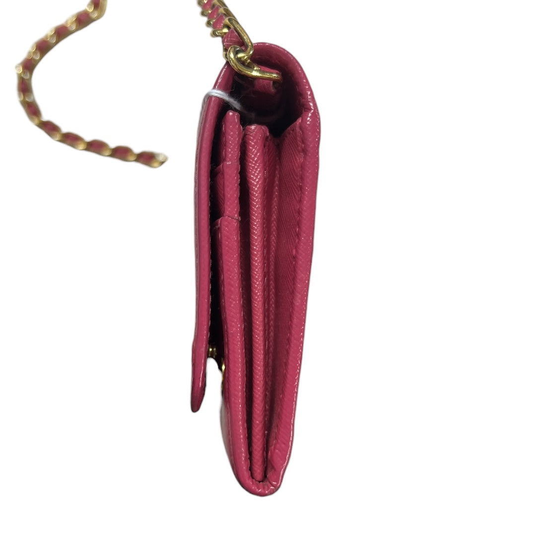PRADA Saffiano Leather Chain Wallet Shoulder Bag Pink  PR176