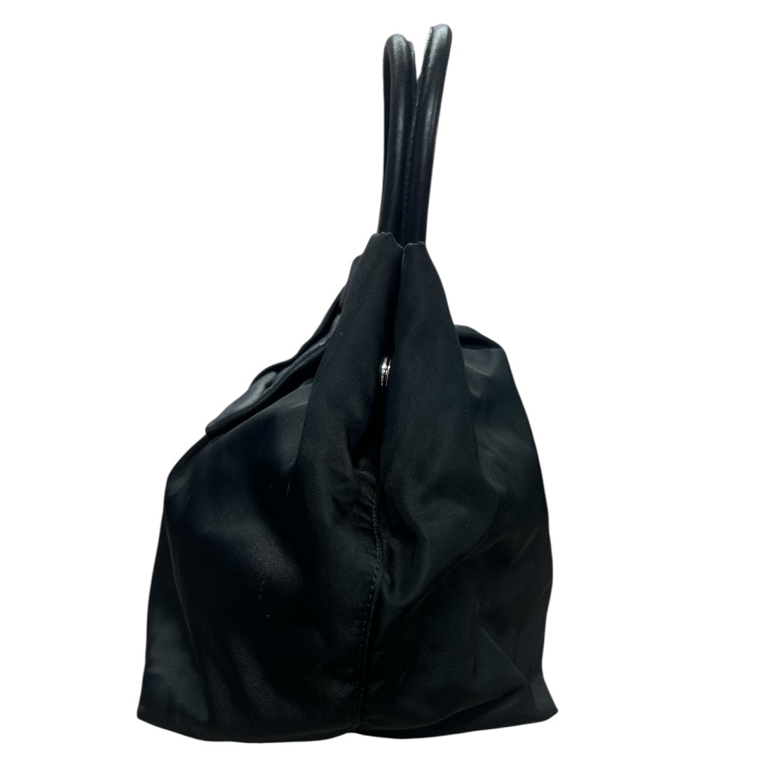 PRADA Nylon Bow Handbag Tote Bag Black  PR177