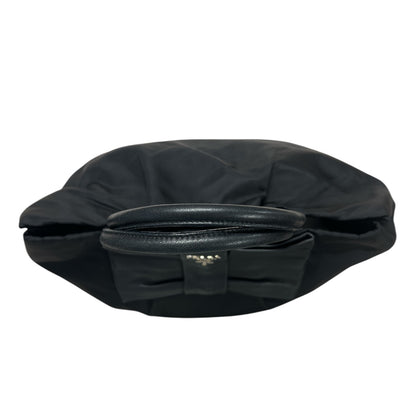 PRADA Nylon Bow Handbag Tote Bag Black  PR177