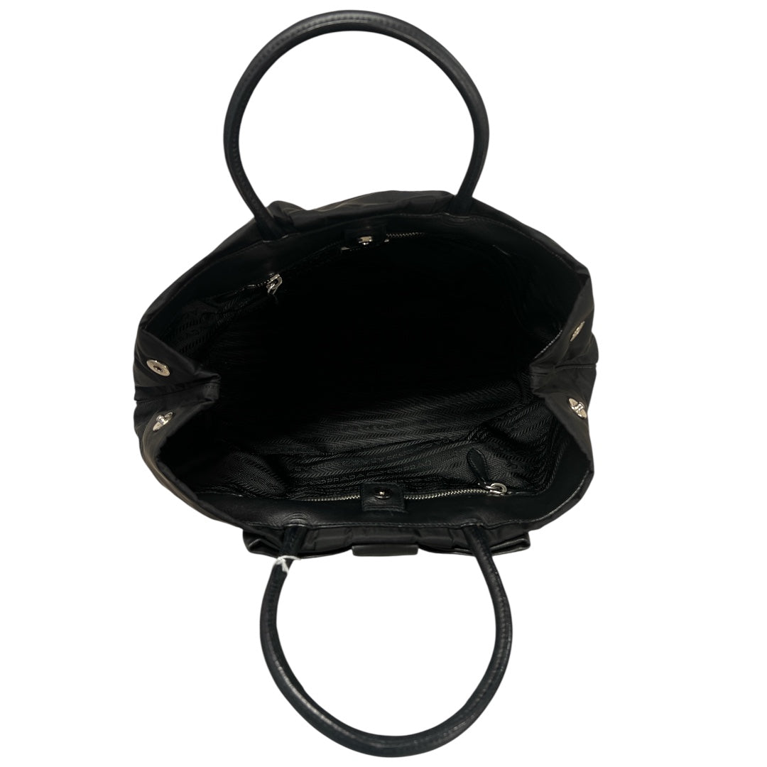 PRADA Nylon Bow Handbag Tote Bag Black  PR177