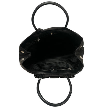 PRADA Nylon Bow Handbag Tote Bag Black  PR177