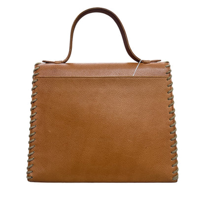 Yves Saint Laurent Leather Handbag Top Handle Bag Brown  Yv154